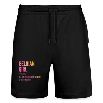 Belgium - Stanley/Stella Trainer Unisex Organic Jogging Shorts - black - Front - Nik (191cm) & Marisol (170cm)