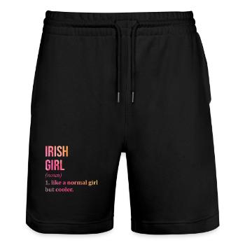 Irlande - Short de jogging bio TRAINER Stanley/Stella unisexe - noir - Devant - Nik (191cm) & Marisol (170cm)