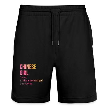 Chine - Short de jogging bio TRAINER Stanley/Stella unisexe - noir - Devant - Nik (191cm) & Marisol (170cm)