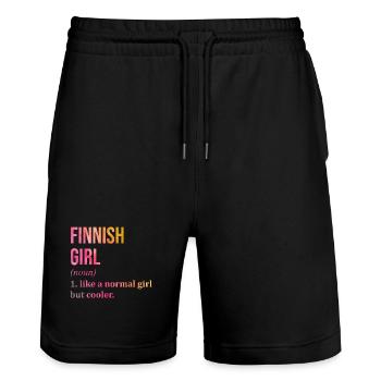 Finlande - Short de jogging bio TRAINER Stanley/Stella unisexe - noir - Devant - Nik (191cm) & Marisol (170cm)