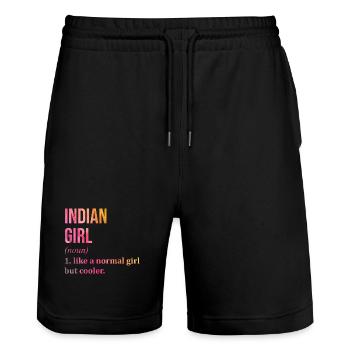 Inde - Short de jogging bio TRAINER Stanley/Stella unisexe - noir - Devant - Nik (191cm) & Marisol (170cm)