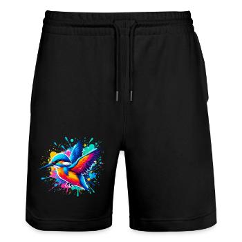 Martin-pêcheur - Short de jogging bio TRAINER Stanley/Stella unisexe - noir - Devant - Nik (191cm) & Marisol (170cm)