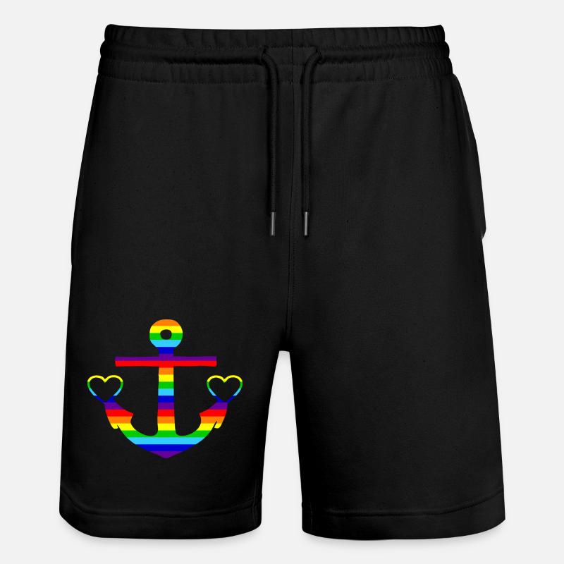 Anker Regenbogen bunt - Stanley/Stella Unisex Bio Joggingshorts Trainer  - Schwarz