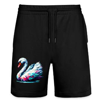 Polygonal Swan - Stanley/Stella Trainer Unisex Organic Jogging Shorts - black - Front - Nik (191cm) & Marisol (170cm)