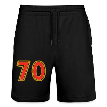 70. 70 YEARS. 70th ANNIVERSARY. 70 YEARS ANNIVERSARY. - Stanley/Stella Trainer Unisex Organic Jogging Shorts - black - Front - Nik (191cm) & Marisol (170cm)