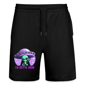 Extraterrestre, je suis hors d’ici Extraterrestres - Short de jogging bio TRAINER Stanley/Stella unisexe - noir - Devant - Nik (191cm) & Marisol (170cm)