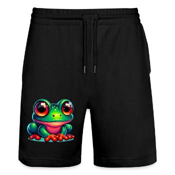Frog - Stanley/Stella Trainer Unisex Organic Jogging Shorts - black - Front - Nik (191cm) & Marisol (170cm)