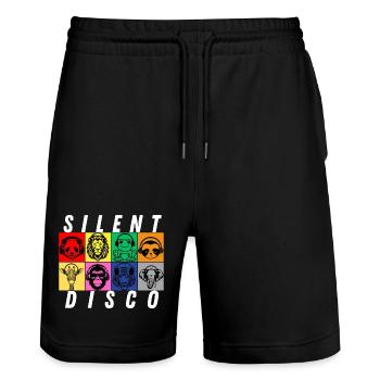 Silent Disco - Stanley/Stella Trainer Unisex Organic Jogging Shorts - black - Front - Nik (191cm) & Marisol (170cm)