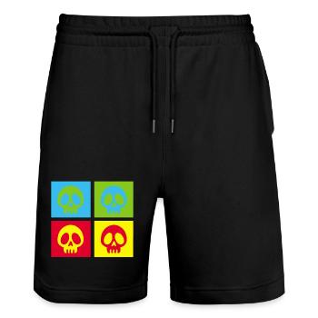 Crâne manga pop art - Short de jogging bio TRAINER Stanley/Stella unisexe - noir - Devant - Nik (191cm) & Marisol (170cm)