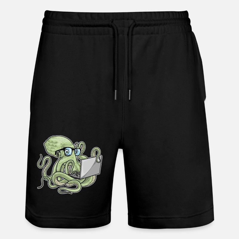 Krake Laptop - Stanley/Stella Unisex Bio Joggingshorts Trainer - Schwarz