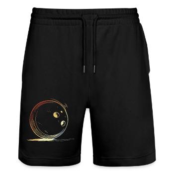 Bowling Retro Look - Stanley/Stella Trainer Unisex Organic Jogging Shorts - black - Front - Nik (191cm) & Marisol (170cm)