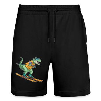 Tyrannosaurus Skier Sports d’hiver - Short de jogging bio TRAINER Stanley/Stella unisexe - noir - Devant - Nik (191cm) & Marisol (170cm)