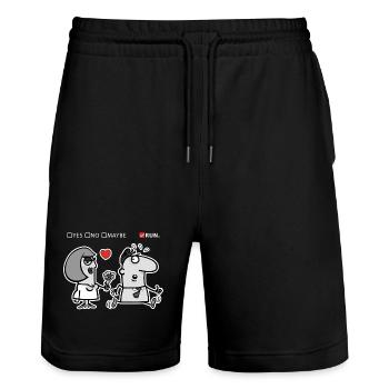 Liebe oder Flucht – Unkonventioneller Humor (Dark Version) - Stanley/Stella Unisex Bio Joggingshorts Trainer  - Schwarz - Vorne - Nik (191cm) & Marisol (170cm)