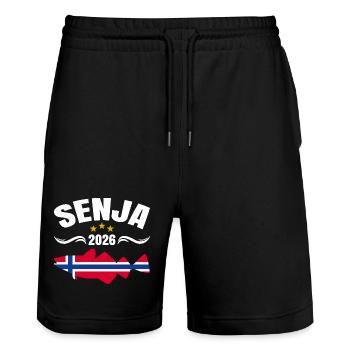 Voyage de pêche à Senja en Norvège 2026 (Garantie du prix le plus bas) - Short de jogging bio TRAINER Stanley/Stella unisexe - noir - Devant - Nik (191cm) & Marisol (170cm)