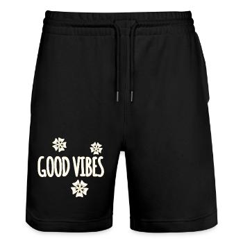 Les fleurs symbolisent le design des vibrations positives - Short de jogging bio TRAINER Stanley/Stella unisexe - noir - Devant - Nik (191cm) & Marisol (170cm)