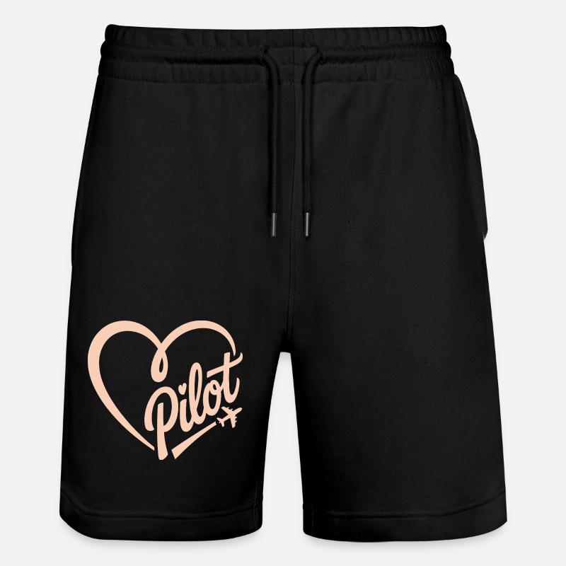 Pilot und Flugzeug - Stanley/Stella Unisex Bio Joggingshorts Trainer  - Schwarz