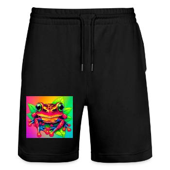 grenouille - Short de jogging bio TRAINER Stanley/Stella unisexe - noir - Devant - Nik (191cm) & Marisol (170cm)