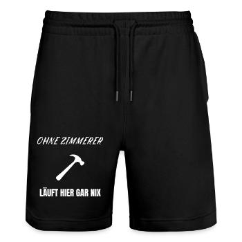 Nothing works without carpenters – Funny craftsman Shir - Stanley/Stella Trainer Unisex Organic Jogging Shorts - black - Front - Nik (191cm) & Marisol (170cm)