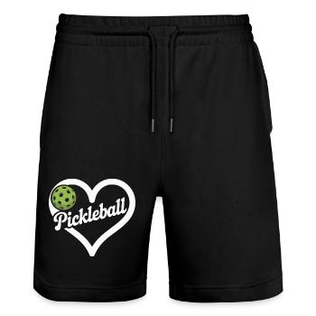 Pickleball Herz - Stanley/Stella Unisex Bio Joggingshorts Trainer  - Schwarz - Vorne - Nik (191cm) & Marisol (170cm)