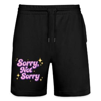 sorry, not sorry / y2k statement design - Stanley/Stella Unisex Bio Joggingshorts Trainer  - Schwarz - Vorne - Nik (191cm) & Marisol (170cm)