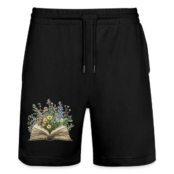Livre fleuri - Short de jogging bio TRAINER Stanley/Stella unisexe - noir - Devant - Nik (191cm) & Marisol (170cm)