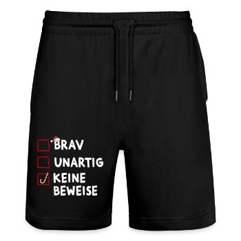 Funny Santa Claus Christmas - Stanley/Stella Trainer Unisex Organic Jogging Shorts - black - Front - Nik (191cm) & Marisol (170cm)