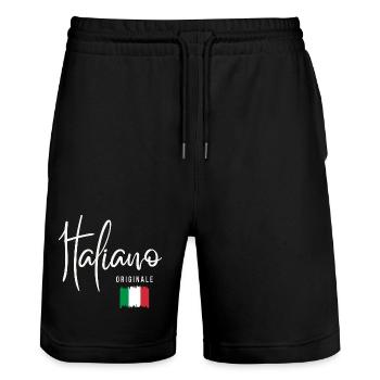 Geboren in Italien, ursprünglich aus Italien - Stanley/Stella Unisex Bio Joggingshorts Trainer  - Schwarz - Vorne - Nik (191cm) & Marisol (170cm)