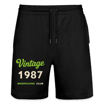 Année de naissance rétro du Bikepacking Club 1987 - Short de jogging bio TRAINER Stanley/Stella unisexe - noir - Devant - Nik (191cm) & Marisol (170cm)