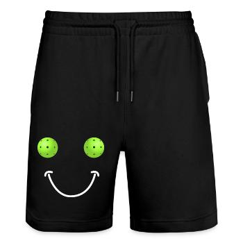 Pickleball Happy Face - Stanley/Stella Trainer Unisex Organic Jogging Shorts - black - Front - Nik (191cm) & Marisol (170cm)