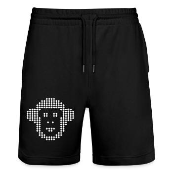 Pixel Monkey Diamant-Emblem - Stanley/Stella Unisex Bio Joggingshorts Trainer  - Schwarz - Vorne - Nik (191cm) & Marisol (170cm)