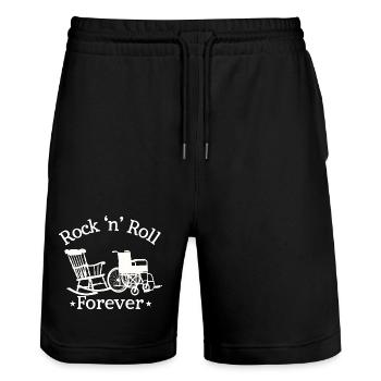 Rock 'n Roll Forever Musikliebhaber-Design - Stanley/Stella Unisex Bio Joggingshorts Trainer  - Schwarz - Vorne - Nik (191cm) & Marisol (170cm)