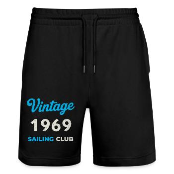 Vintage 1969 – Sailing Club Retro Birth Year - Stanley/Stella Trainer Unisex Organic Jogging Shorts - black - Front - Nik (191cm) & Marisol (170cm)