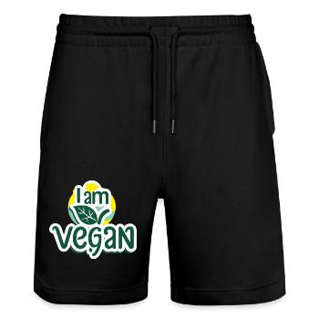 Ich bin Veganer. - Stanley/Stella Unisex Bio Joggingshorts Trainer  - Schwarz - Vorne - Nik (191cm) & Marisol (170cm)