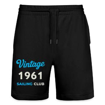 Vintage 1961 – Sailing Club Retro Geburtsjahr - Stanley/Stella Unisex Bio Joggingshorts Trainer  - Schwarz - Vorne - Nik (191cm) & Marisol (170cm)
