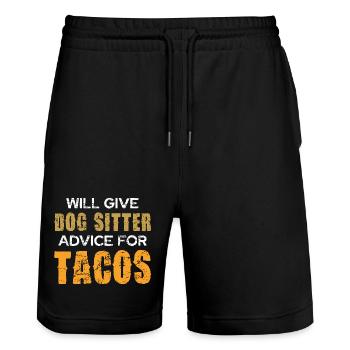 Dog sitter advice for tacos - Stanley/Stella Trainer Unisex Organic Jogging Shorts - black - Front - Nik (191cm) & Marisol (170cm)