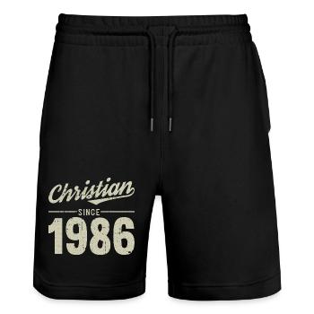 Christlicher Stil seit 1986 - Stanley/Stella Unisex Bio Joggingshorts Trainer  - Schwarz - Vorne - Nik (191cm) & Marisol (170cm)