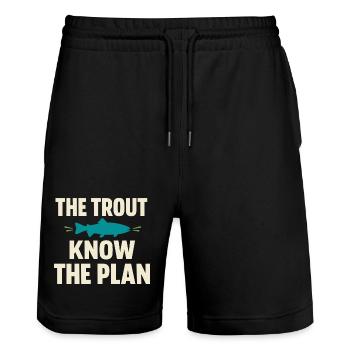Fliegenfischen In Nordgewässern – - Stanley/Stella Unisex Bio Joggingshorts Trainer  - Schwarz - Vorne - Nik (191cm) & Marisol (170cm)