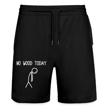 No wood today Wood Chainsaw Lumberjack - Stanley/Stella Trainer Unisex Organic Jogging Shorts - black - Front - Nik (191cm) & Marisol (170cm)