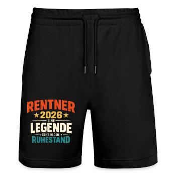 Cadeau d’adieu pour la retraite Légende 2026 - Short de jogging bio TRAINER Stanley/Stella unisexe - noir - Devant - Nik (191cm) & Marisol (170cm)