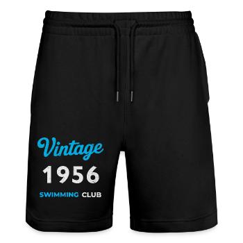 Année 1956 – Année de naissance rétro du club de natation - Short de jogging bio TRAINER Stanley/Stella unisexe - noir - Devant - Nik (191cm) & Marisol (170cm)