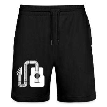 Minimalistische Akustikgitarre mit abstrakter Form - Stanley/Stella Unisex Bio Joggingshorts Trainer  - Schwarz - Vorne - Nik (191cm) & Marisol (170cm)