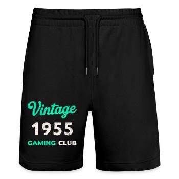 Vintage 1955 – Gaming Club Retro Birth Year - Stanley/Stella Trainer Unisex Organic Jogging Shorts - black - Front - Nik (191cm) & Marisol (170cm)
