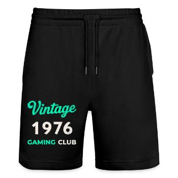 Vintage 1976 – Gaming Club Retro Birth Year - Stanley/Stella Trainer Unisex Organic Jogging Shorts - black - Front - Nik (191cm) & Marisol (170cm)