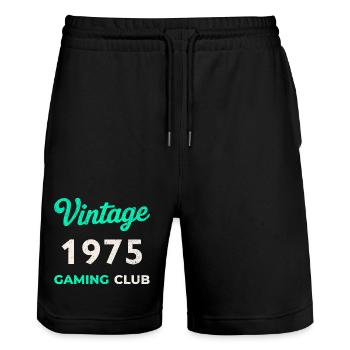 Vintage 1975 – Gaming Club Retro Birth Year - Stanley/Stella Trainer Unisex Organic Jogging Shorts - black - Front - Nik (191cm) & Marisol (170cm)