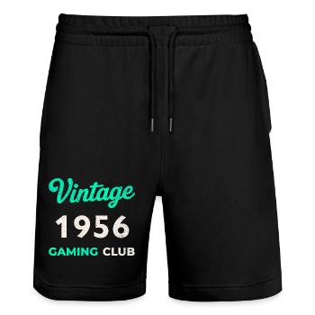 Vintage 1956 – Gaming Club Retro Birth Year - Stanley/Stella Trainer Unisex Organic Jogging Shorts - black - Front - Nik (191cm) & Marisol (170cm)