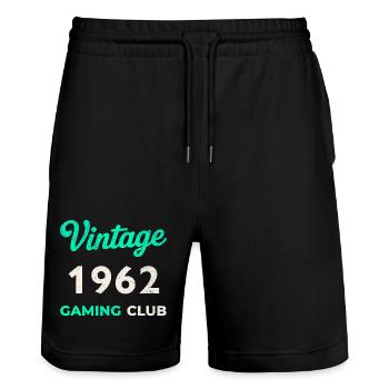 Vintage 1962 – Gaming Club Retro Birth Year - Stanley/Stella Trainer Unisex Organic Jogging Shorts - black - Front - Nik (191cm) & Marisol (170cm)