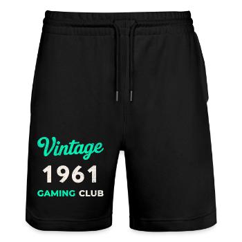 Vintage 1961 – Gaming Club Retro Birth Year - Stanley/Stella Trainer Unisex Organic Jogging Shorts - black - Front - Nik (191cm) & Marisol (170cm)