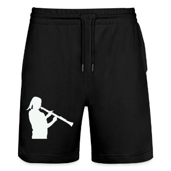Silhouette avec clarinette - Short de jogging bio TRAINER Stanley/Stella unisexe - noir - Devant - Nik (191cm) & Marisol (170cm)