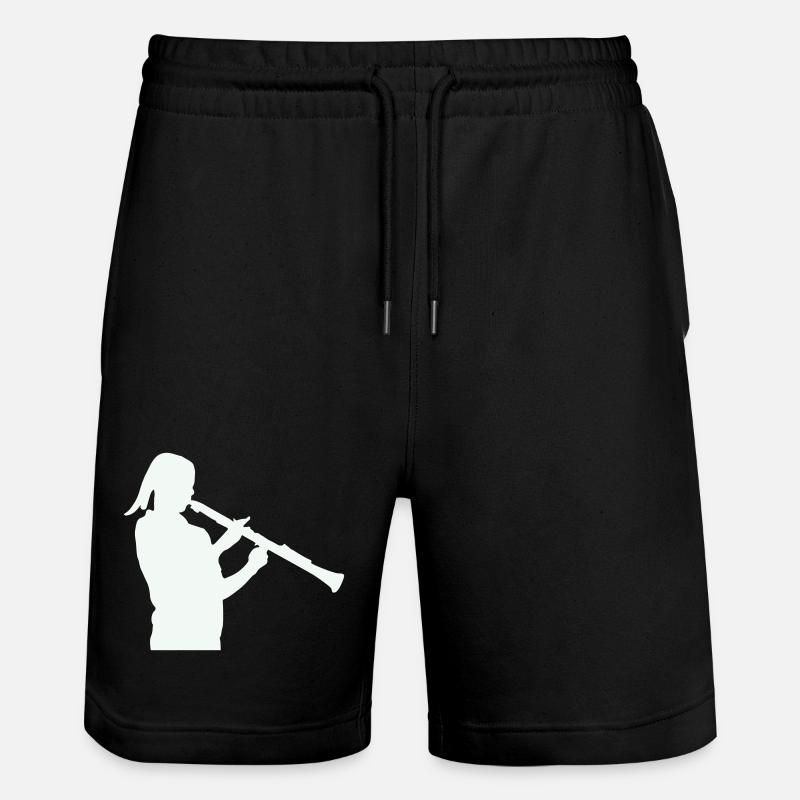 Silhouette mit Klarinette - Stanley/Stella Unisex Bio Joggingshorts Trainer  - Schwarz