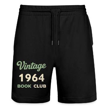Vintage 1964 Book Club Retro Birth Year Gift - Stanley/Stella Trainer Unisex Organic Jogging Shorts - black - Front - Nik (191cm) & Marisol (170cm)